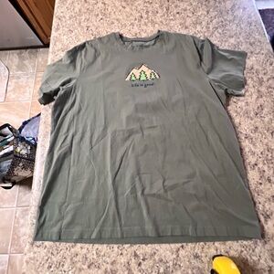 Life Is Good Men's Olive Green Tee with Mountain tree graphic